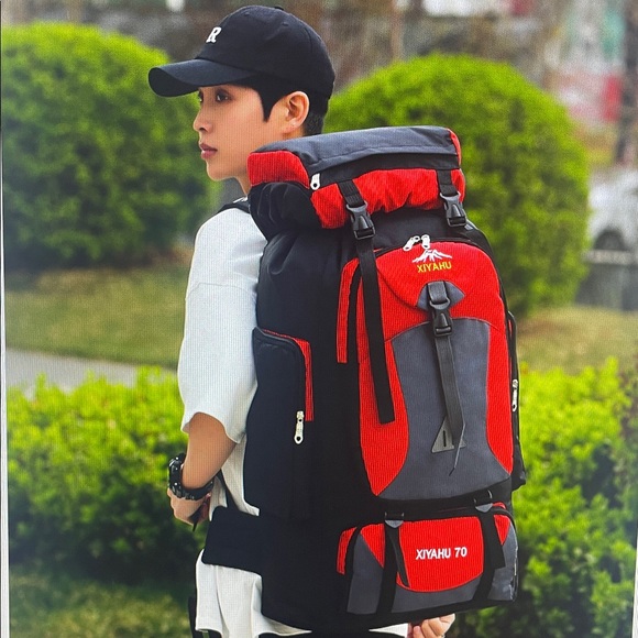 Xixahu Red and Black Women's Backpack - Picture 1 of 3